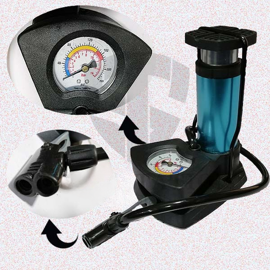 Foot & Hand Air Pump with Pressure Gauge | Portable Tire Inflator for Car, Bike, Cycle & Sports Balls
