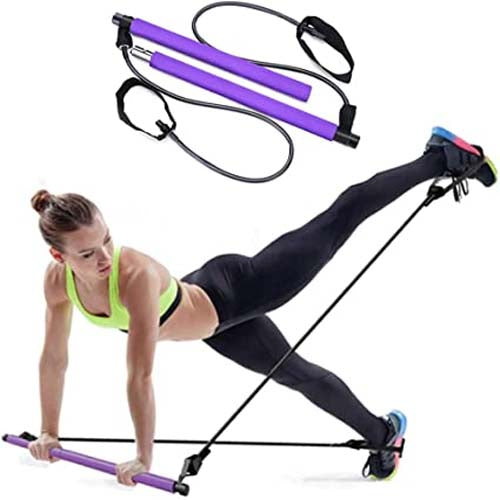 Portable Pilates Bar Kit with Resistance Bands | Home Gym Yoga & Full Body Fitness Exercise Equipment