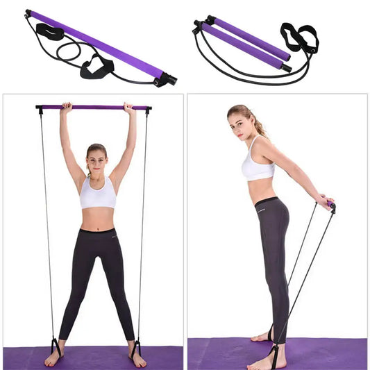 Portable Pilates Bar Kit with Resistance Bands | Home Gym Yoga & Full Body Fitness Exercise Equipment