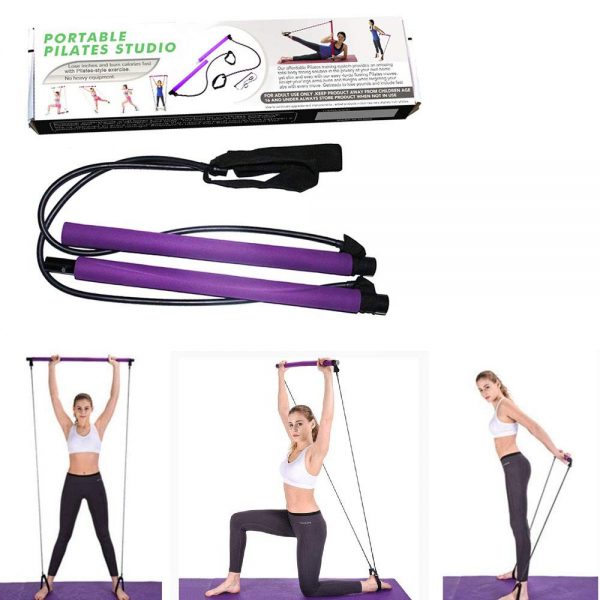 Portable Pilates Bar Kit with Resistance Bands | Home Gym Yoga & Full Body Fitness Exercise Equipment