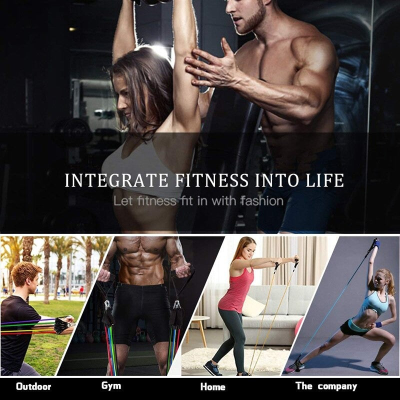 11 Piece Power Resistance Band Set | Home Gym Strength Training, Yoga & Fitness Equipment for Men & Women