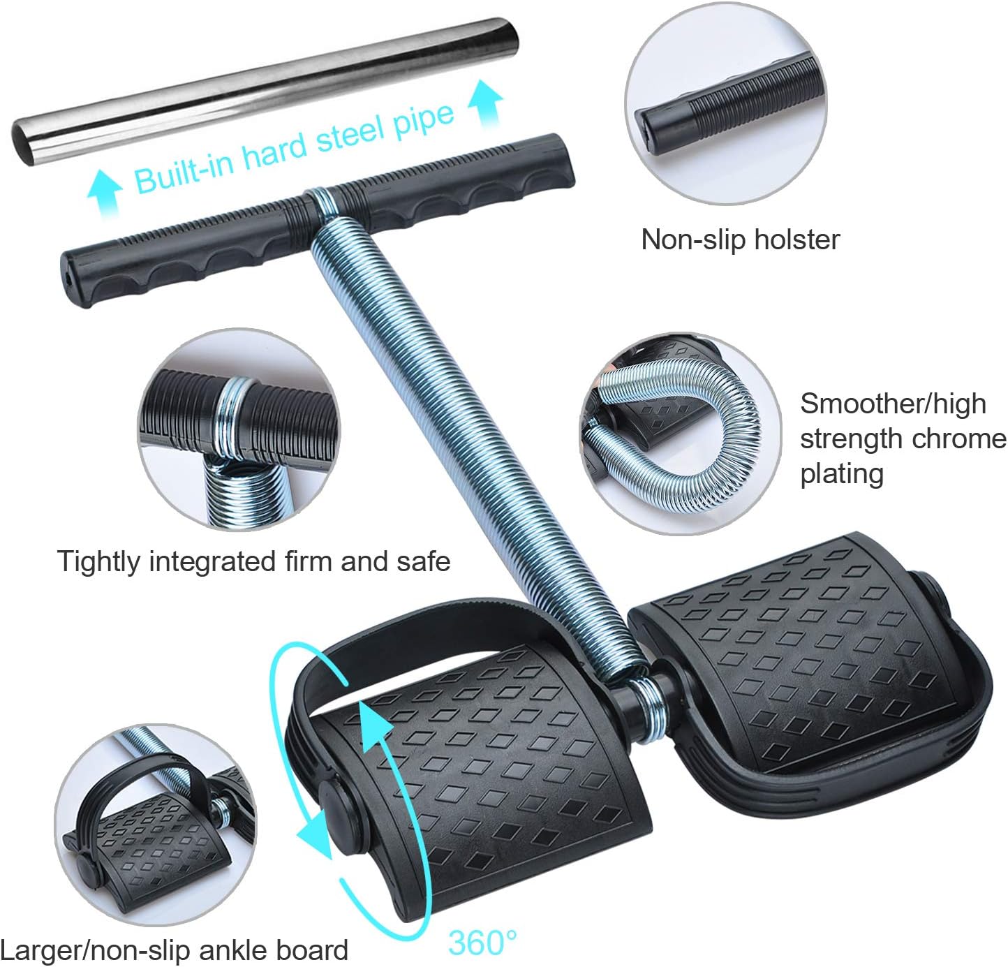 Foot Pedal Resistance Band Double Spring Tummy Trimmer | Sit-Up Pull Rope Home Fitness Equipment