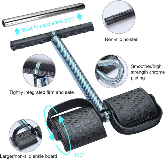 Foot Pedal Resistance Band Double Spring Tummy Trimmer | Sit-Up Pull Rope Home Fitness Equipment