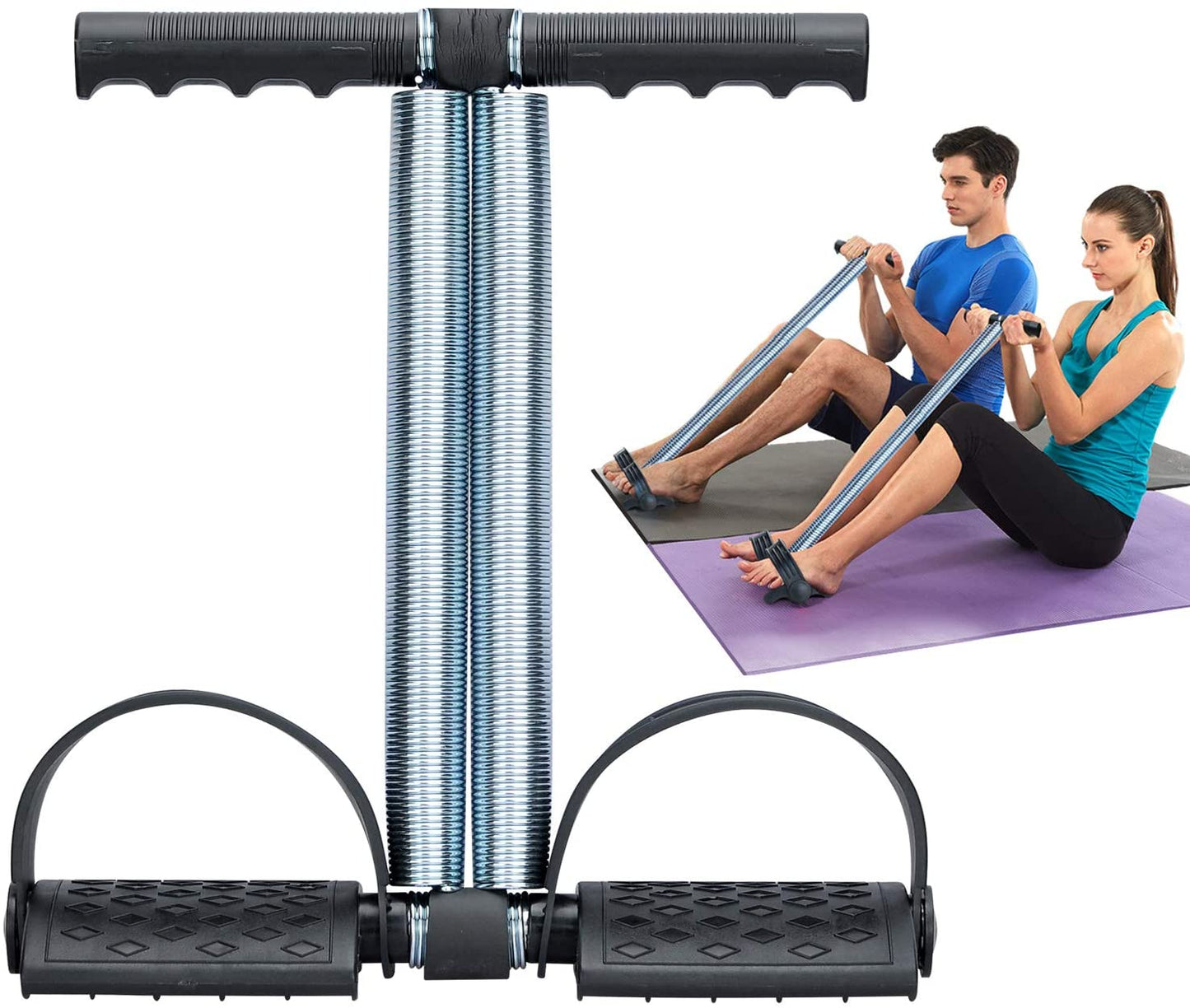 Foot Pedal Resistance Band Double Spring Tummy Trimmer | Sit-Up Pull Rope Home Fitness Equipment