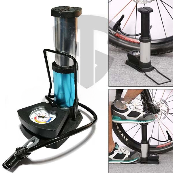 Foot & Hand Air Pump with Pressure Gauge | Portable Tire Inflator for Car, Bike, Cycle & Sports Balls