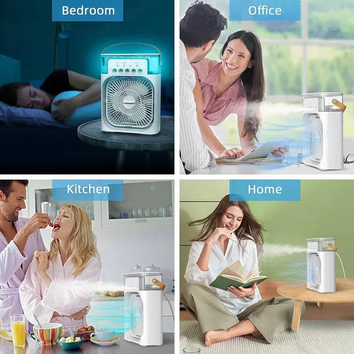 Next Nova Imported 10" Portable Air Cooler Fan | 3-in-1 Mini AC, Desktop Humidifier & 7-Color LED Light