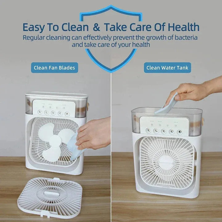 Next Nova Imported 10" Portable Air Cooler Fan | 3-in-1 Mini AC, Desktop Humidifier & 7-Color LED Light