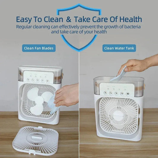 Next Nova Imported 10" Portable Air Cooler Fan | 3-in-1 Mini AC, Desktop Humidifier & 7-Color LED Light