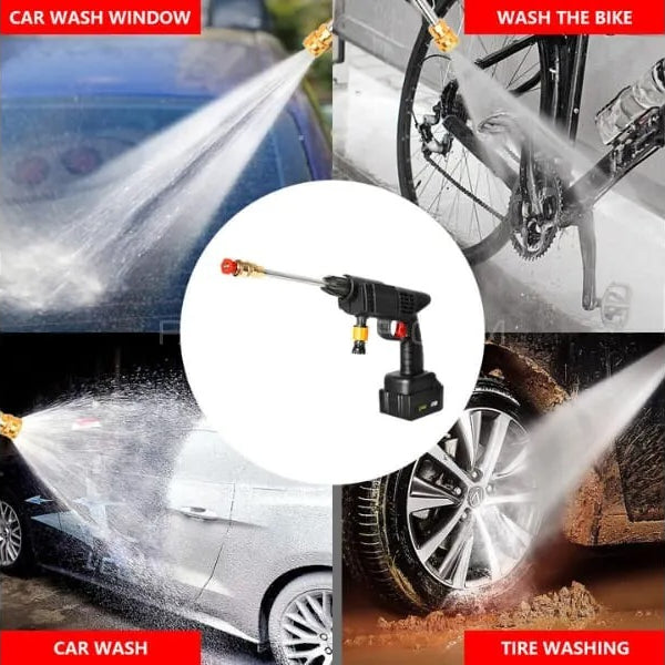 Automatic Cordless Car Wash Spray Gun 21V | High Pressure Portable Pressure Washer with Double Lithium Battery