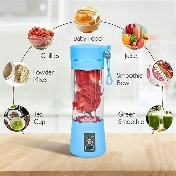Portable 6-Blade USB Rechargeable Blender | Mini Smoothie Maker, Personal Juicer Cup & Fruit Juice Blender