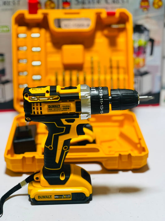 DeWalt 64V Cordless Electric Drill Machine with Battery & Carry Case | Professional Screwdriver Drill Kit