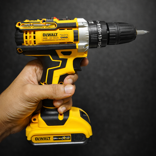 DeWalt 64V Cordless Electric Drill Machine with Battery & Carry Case | Professional Screwdriver Drill Kit