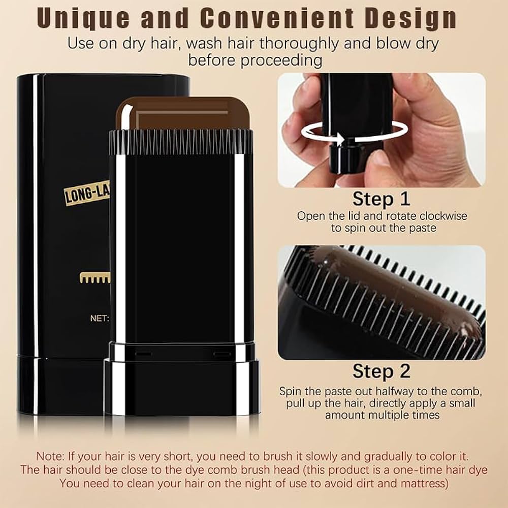 Hair Color Stick Instant Root Touch-Up 20g Black | Temporary Grey Hair Coverage & Root Concealer