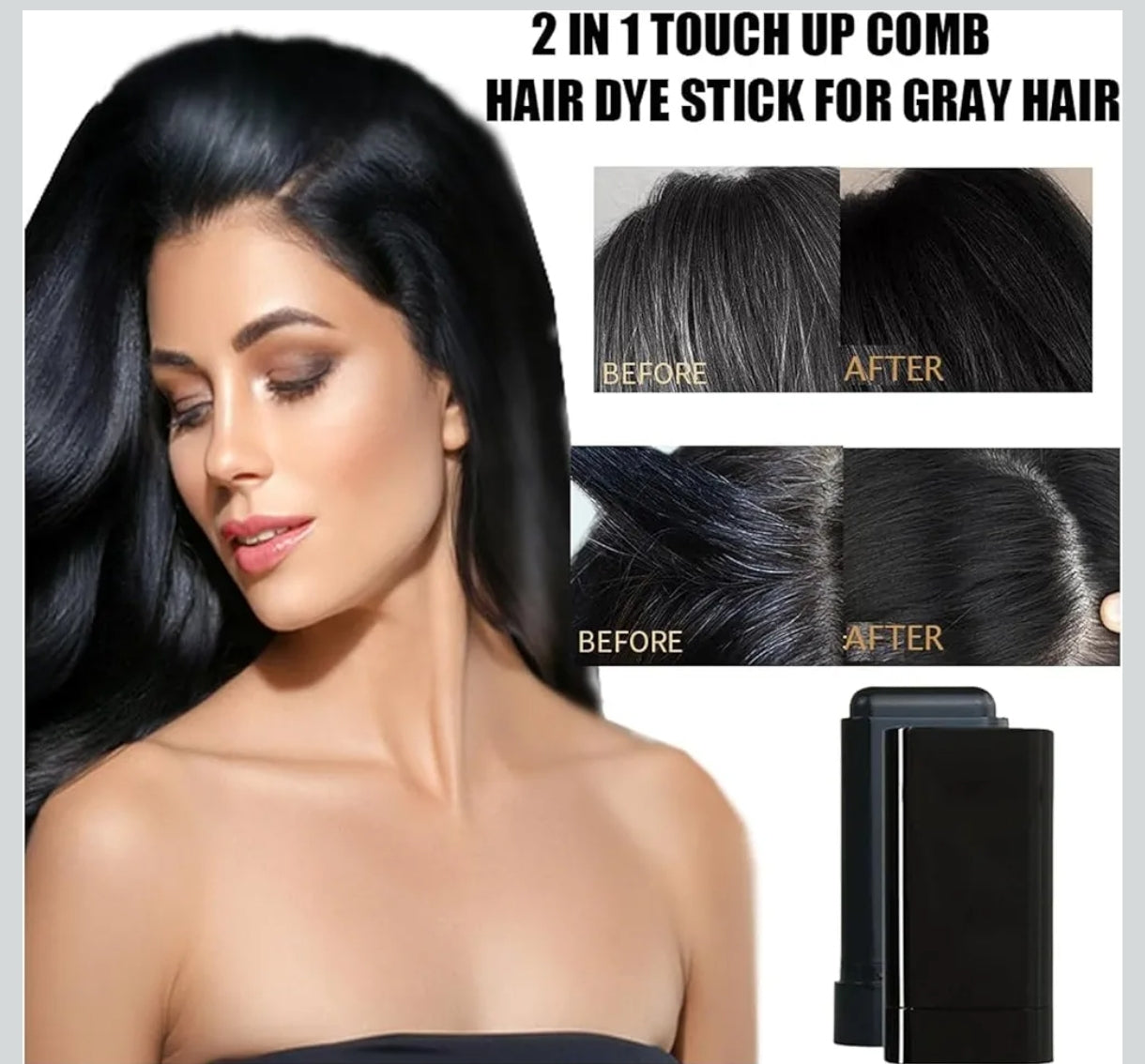 Hair Color Stick Instant Root Touch-Up 20g Black | Temporary Grey Hair Coverage & Root Concealer